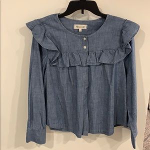 Madewell Denim Ruffle Top